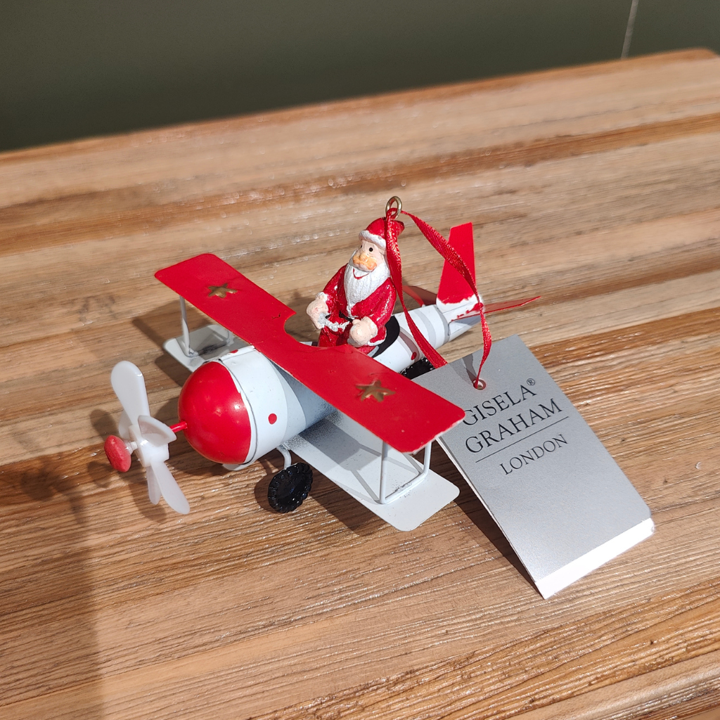 Metal Santa Airplane Christmas Tree deco Gisela Graham Mulligans of Ballaghaderreen