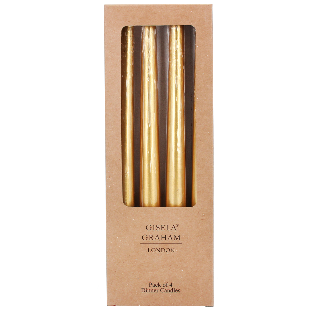 Metallic Gold Taper Dinner Candle Box4 51415 Gisela Graham Mulligans of Ballaghaderreen 