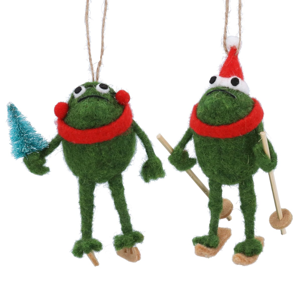 Mixed Wool Decoration - Skating/Skiing Frog 12102 Gisela Graham Mulligans of Ballaghaderreen
