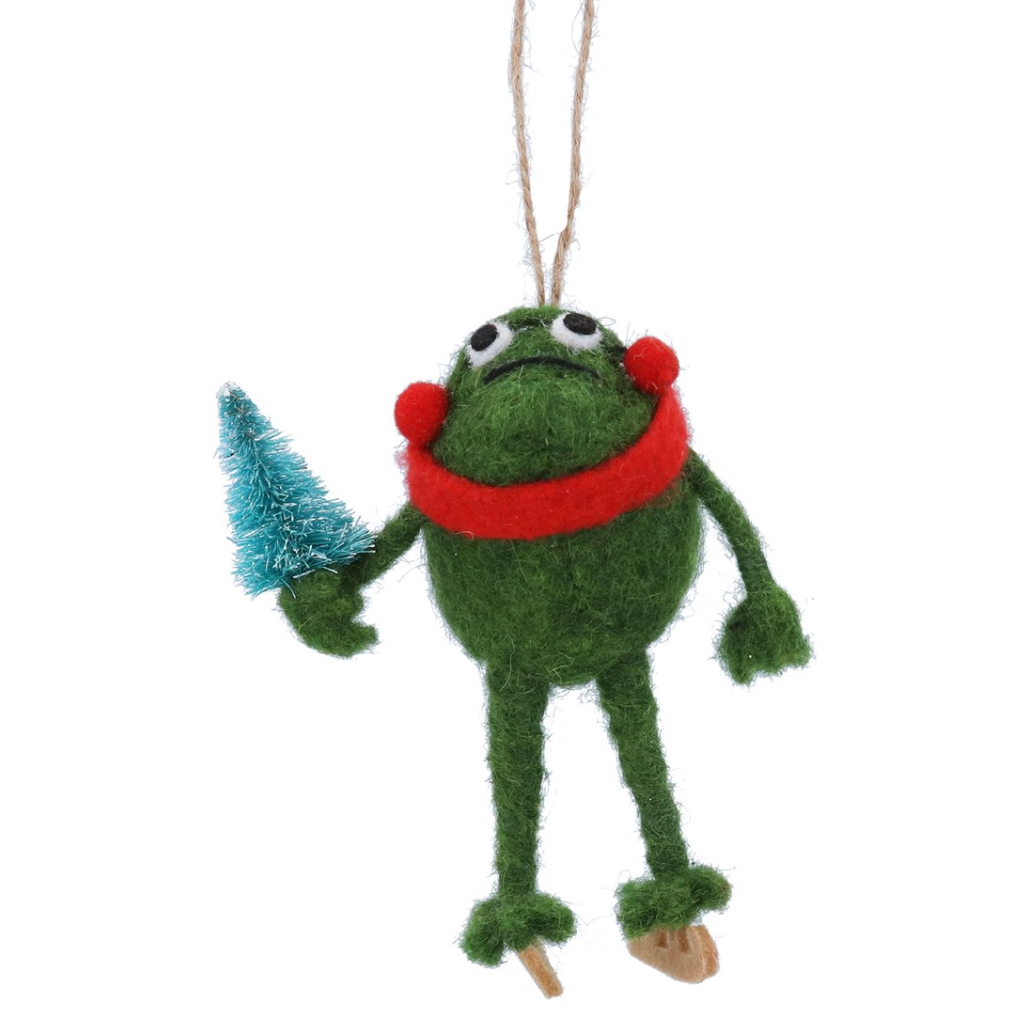 Mixed Wool Decoration - Skating/Skiing Frog 12102 Gisela Graham Mulligans of Ballaghaderreen