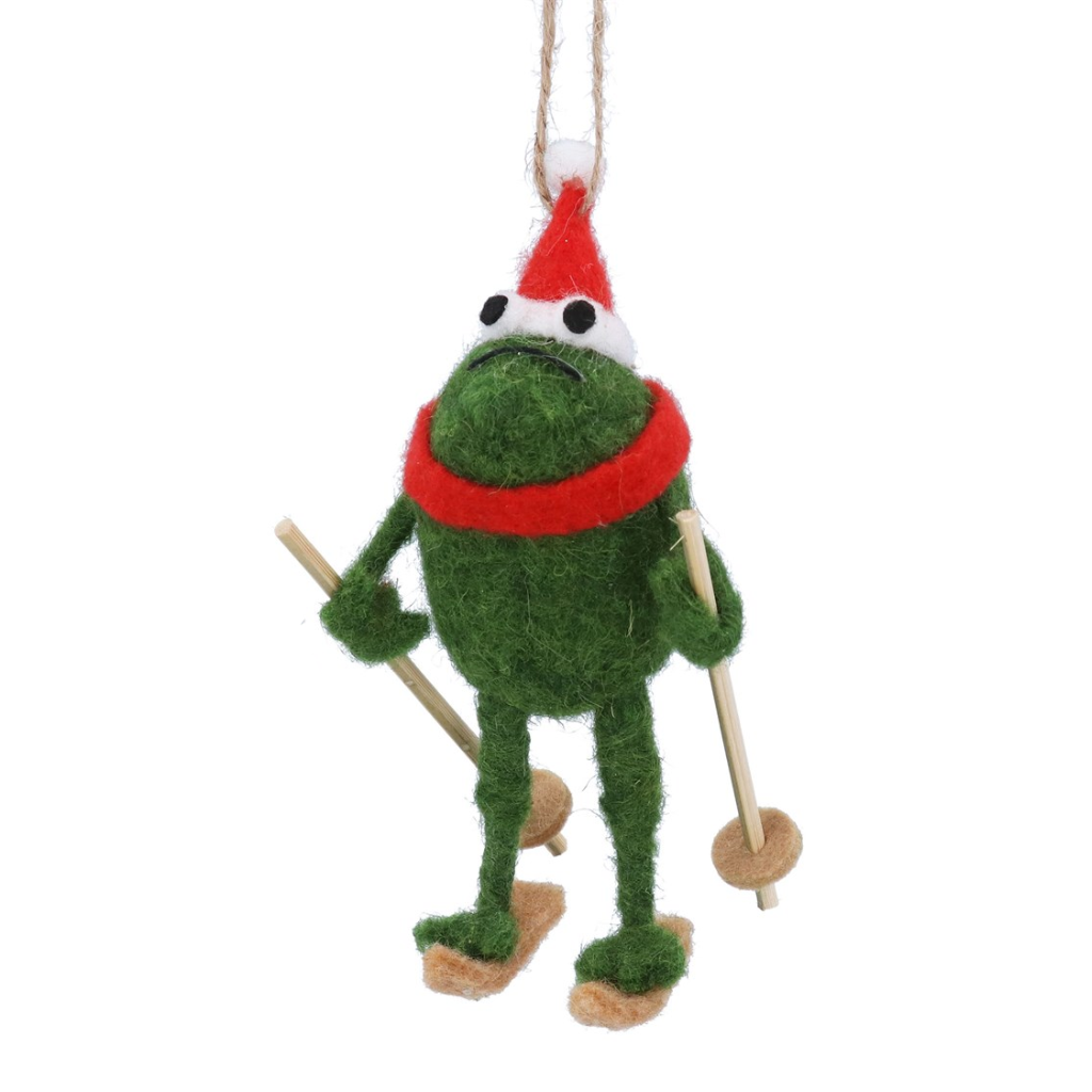 Mixed Wool Decoration - Skating/Skiing Frog 12102 Gisela Graham Mulligans of Ballaghaderreen
