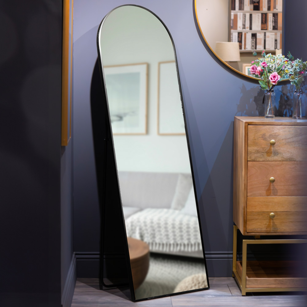 Modena floor standing mirror black 160cm TL6045 Mulligans Of Ballaghaderreen