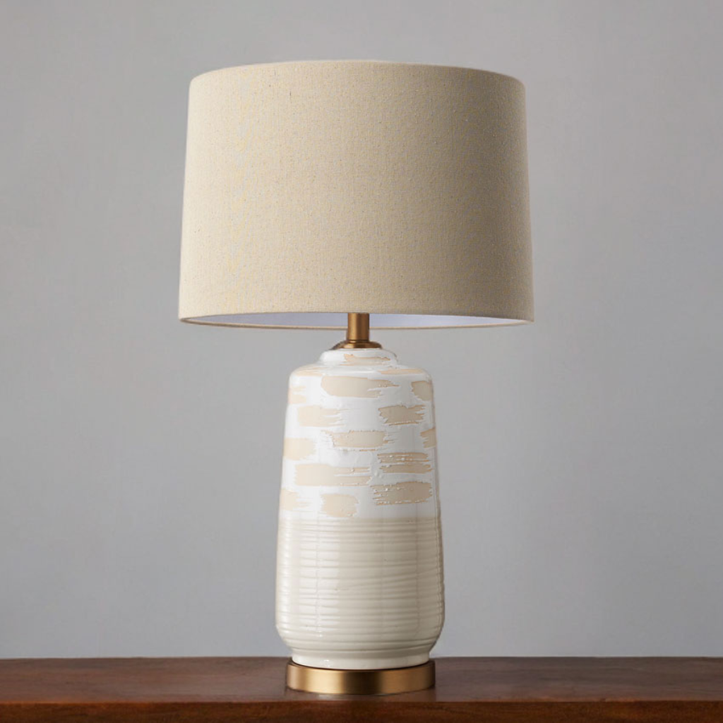 Modern Ceramic Table Lamp Antique White TL49060 Cork Lighting Mulligans of Ballaghaderreen