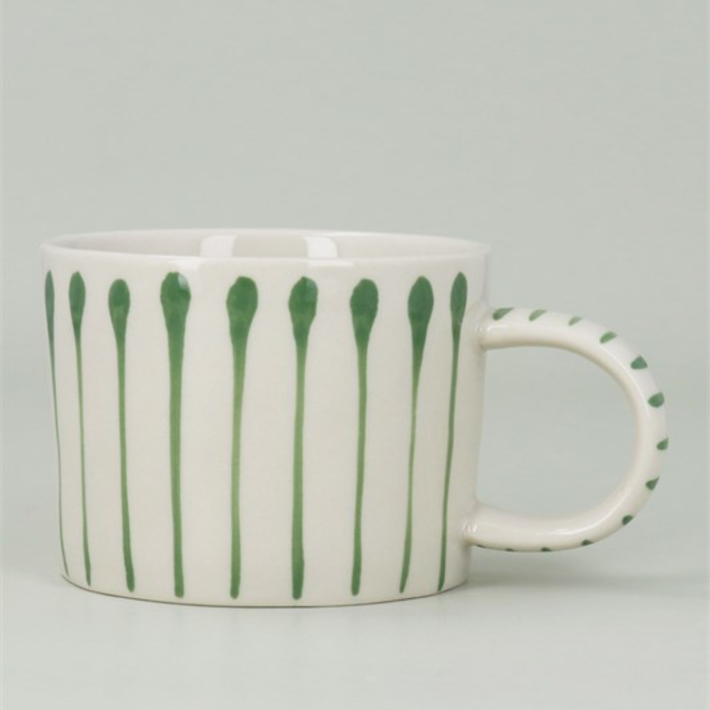 Mug Green Stripe 80408 Gisela Graham Mulligans of Ballaghaderreen