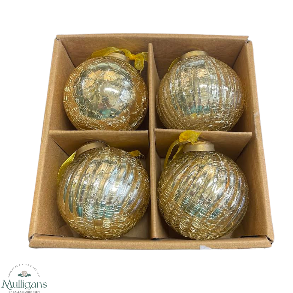  Deluxe Glass Baubles (Set of 4) - Mulligans of Ballaghaderreen 