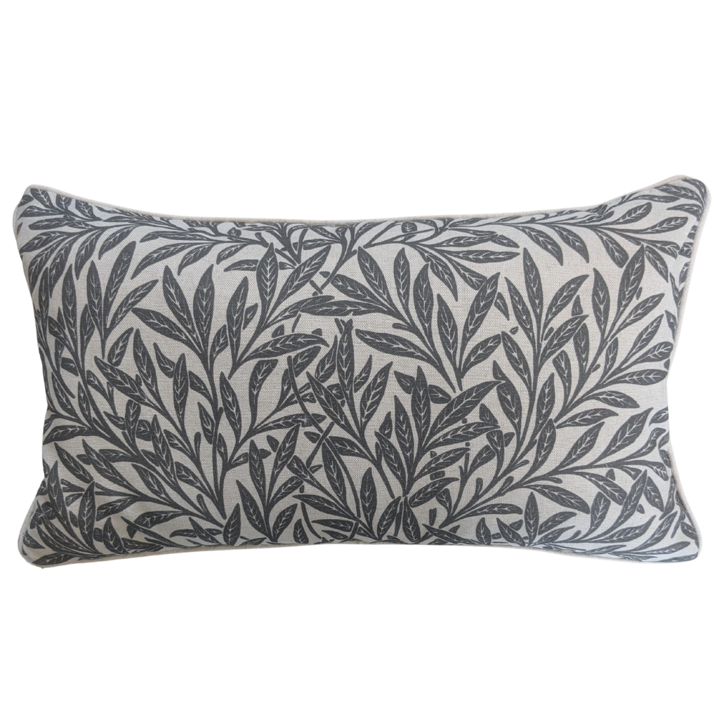 Multi Leaf Bolster Charcoal Feather Scatter Cushion MLBCFSC Milford Linen Mulligans of Ballaghaderreen