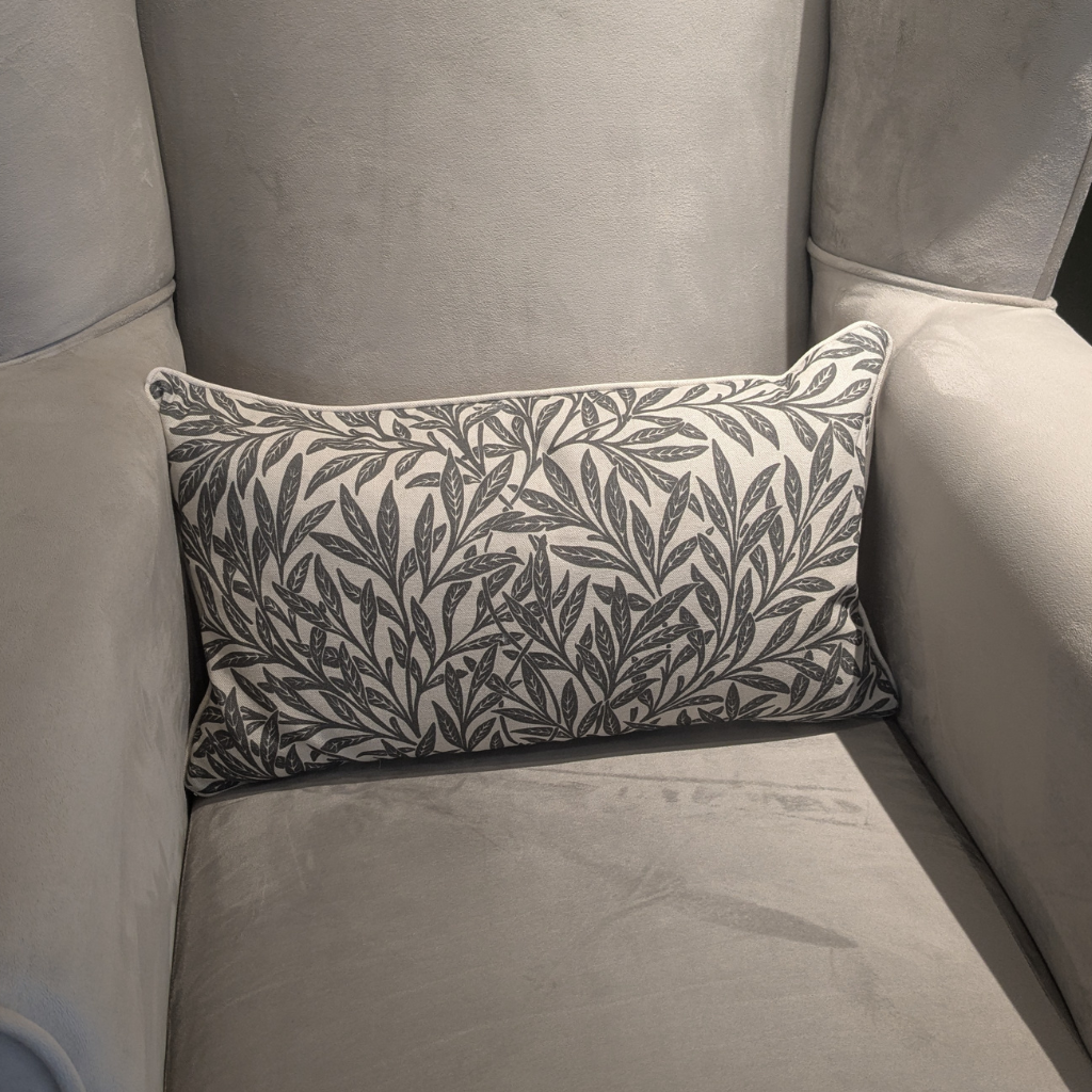 Multi Leaf Bolster Charcoal Feather Scatter Cushion MLBCFSC Milford Linen Mulligans of Ballaghaderreen