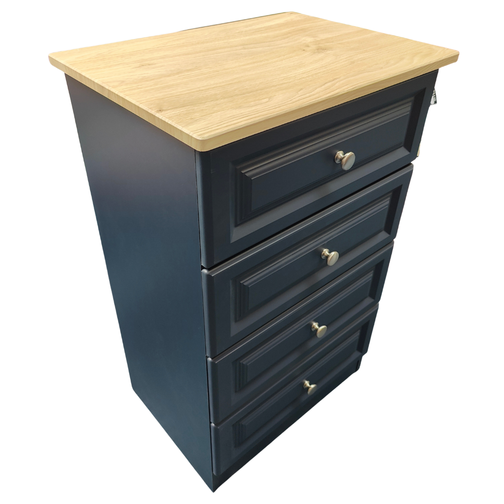 Navy & Oak 4 Drawer Narrow Chest Cedarwood Mulligans of Ballaghaderreen