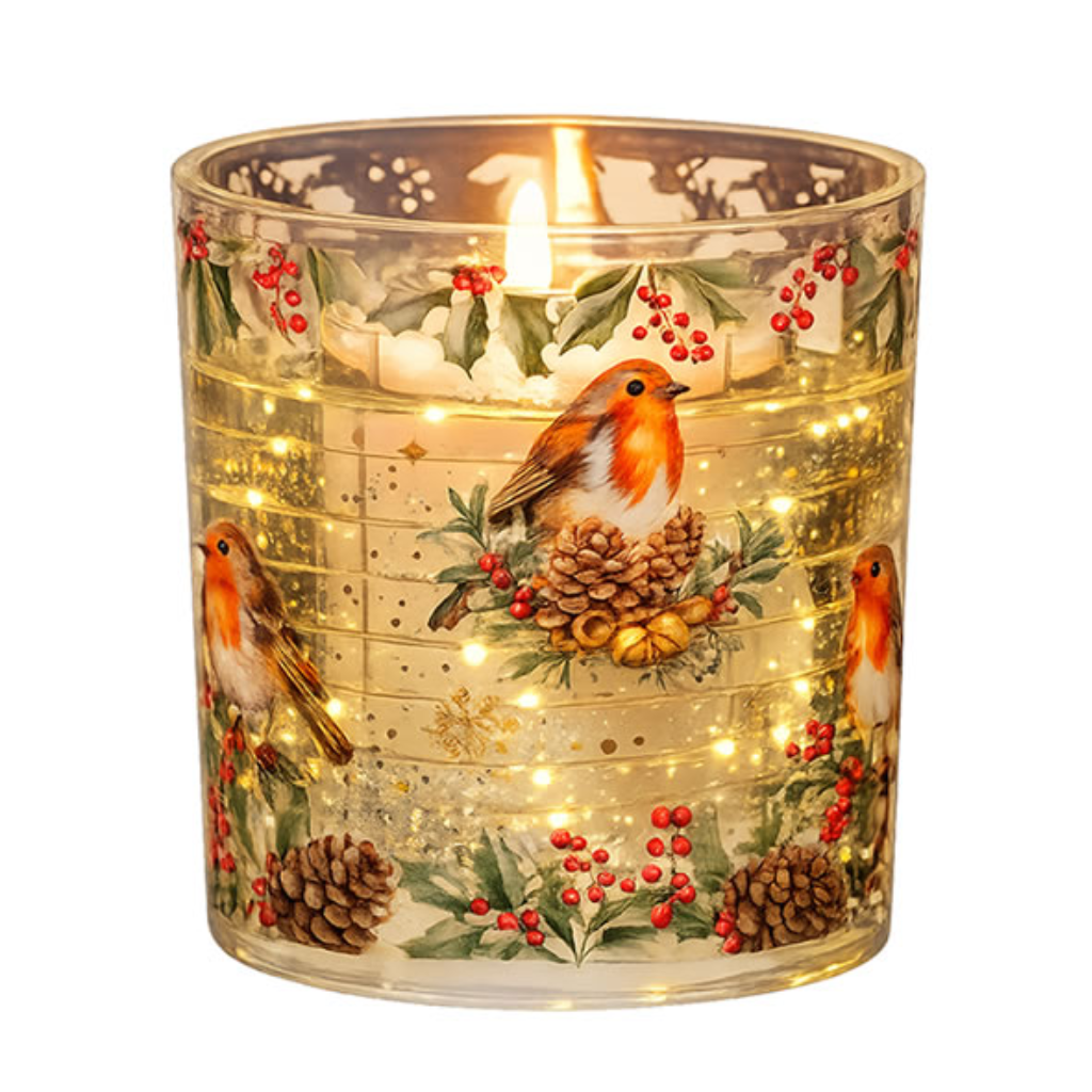 Newgrange Festive Spice Fragranced Robin LED Candle with 2 Refills 9302R Kirkwood Mulligans of Ballaghaderreen