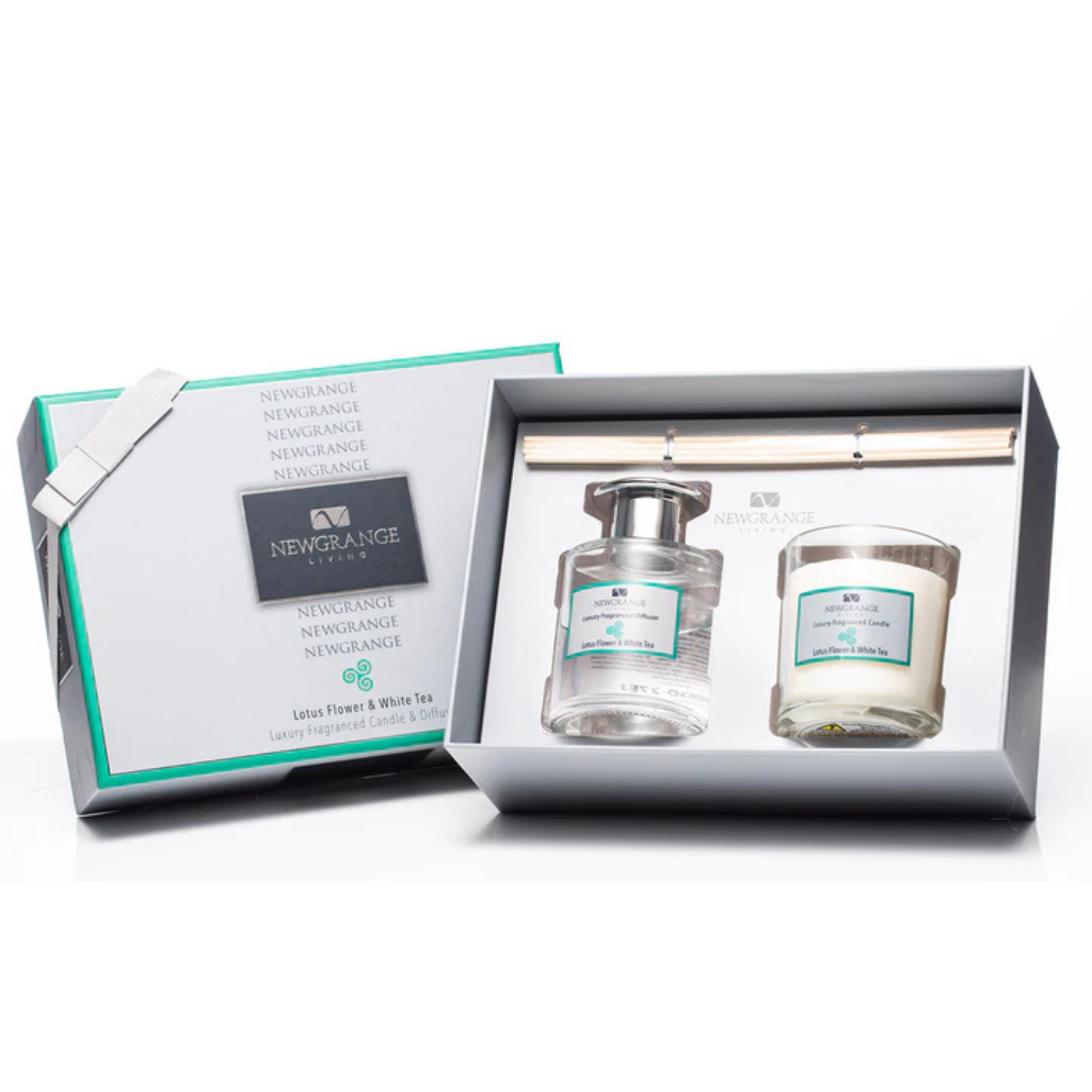 Newgrange Lotus Flower & White Tea Luxury Candle & Diffuser Set 9190 Newgrange Living Mulligans of Ballaghaderreen