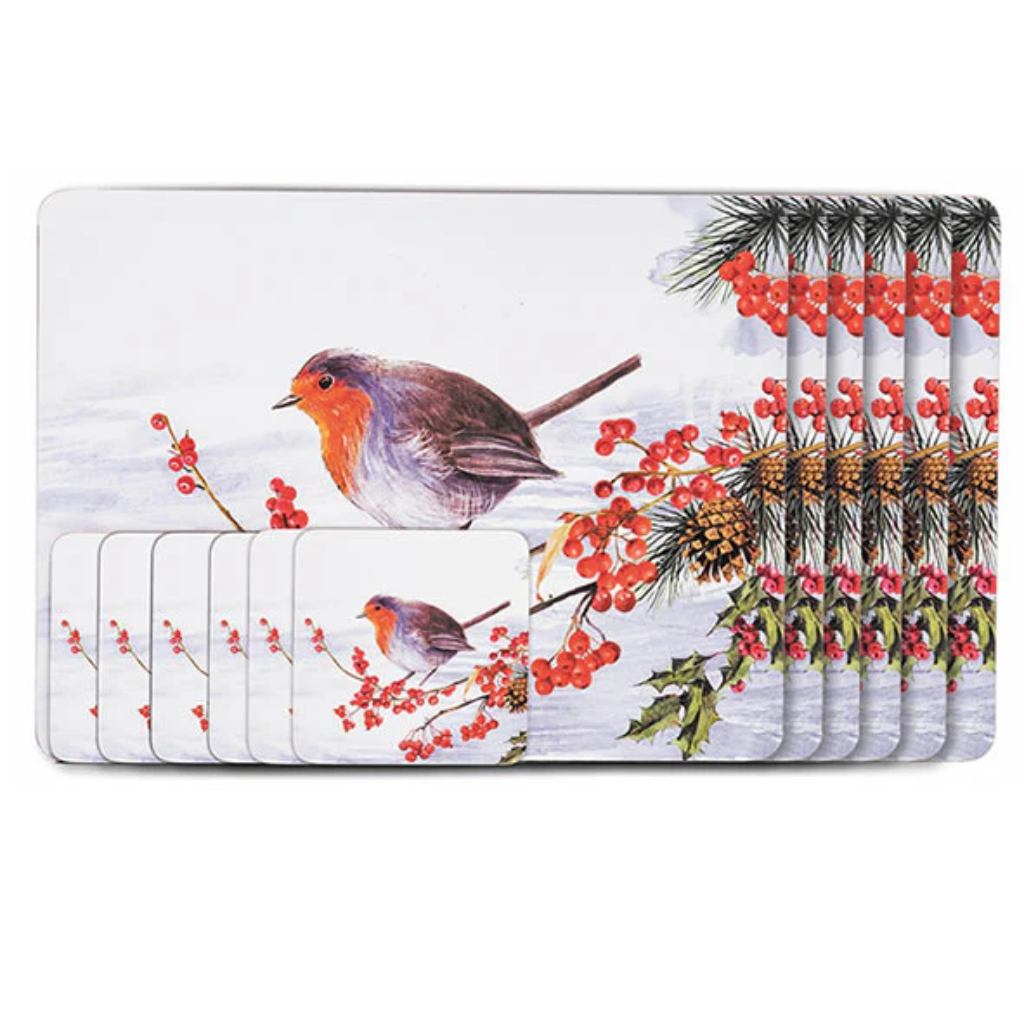 Newgrange Robin 6 Piece Placemat & Coaster Set 30302R Newgrange Living Mulligans of Ballaghaderreen