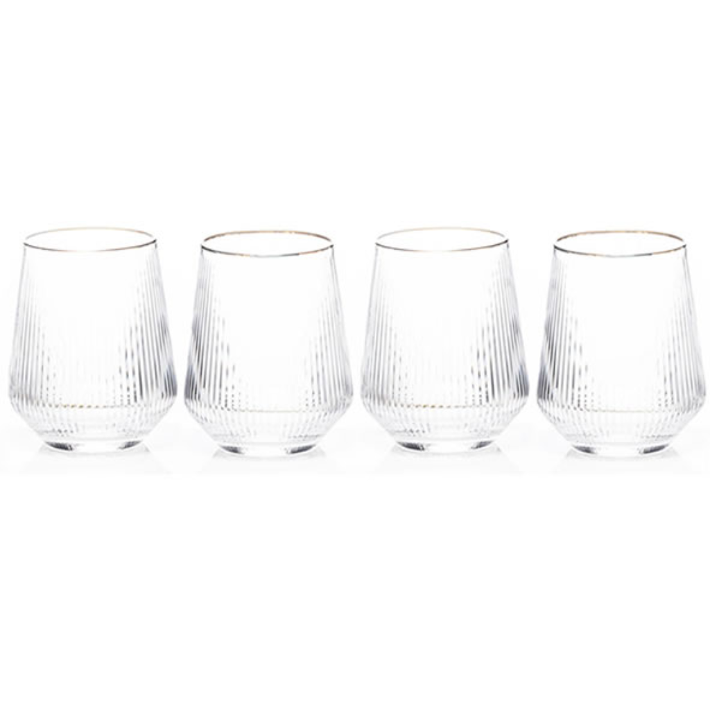 Newgrange Solstice Gold Rim Hiball Glass Set 4 1710081 Kirkwood Mulligans of Ballaghaderreen