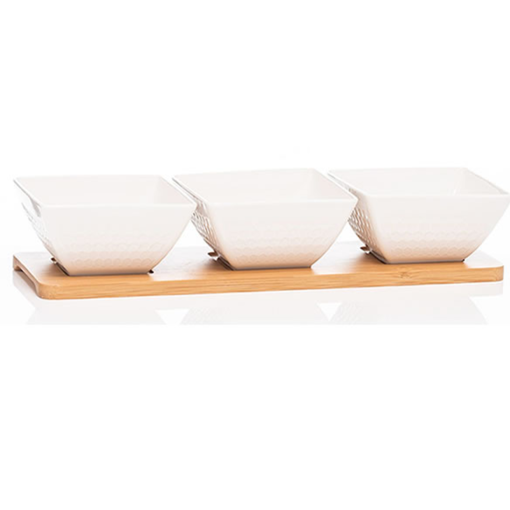 Newgrange White Ceramic Dip Tray Set 3 30278 Kirkwood Mulligans of Ballaghaderreen