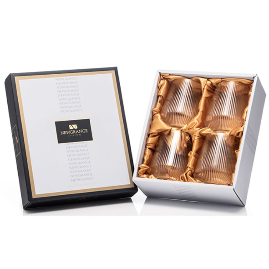 Newgrange Solstice Gold Rim Hiball Glass Set 4 1710081 Kirkwood Mulligans of Ballaghaderreen