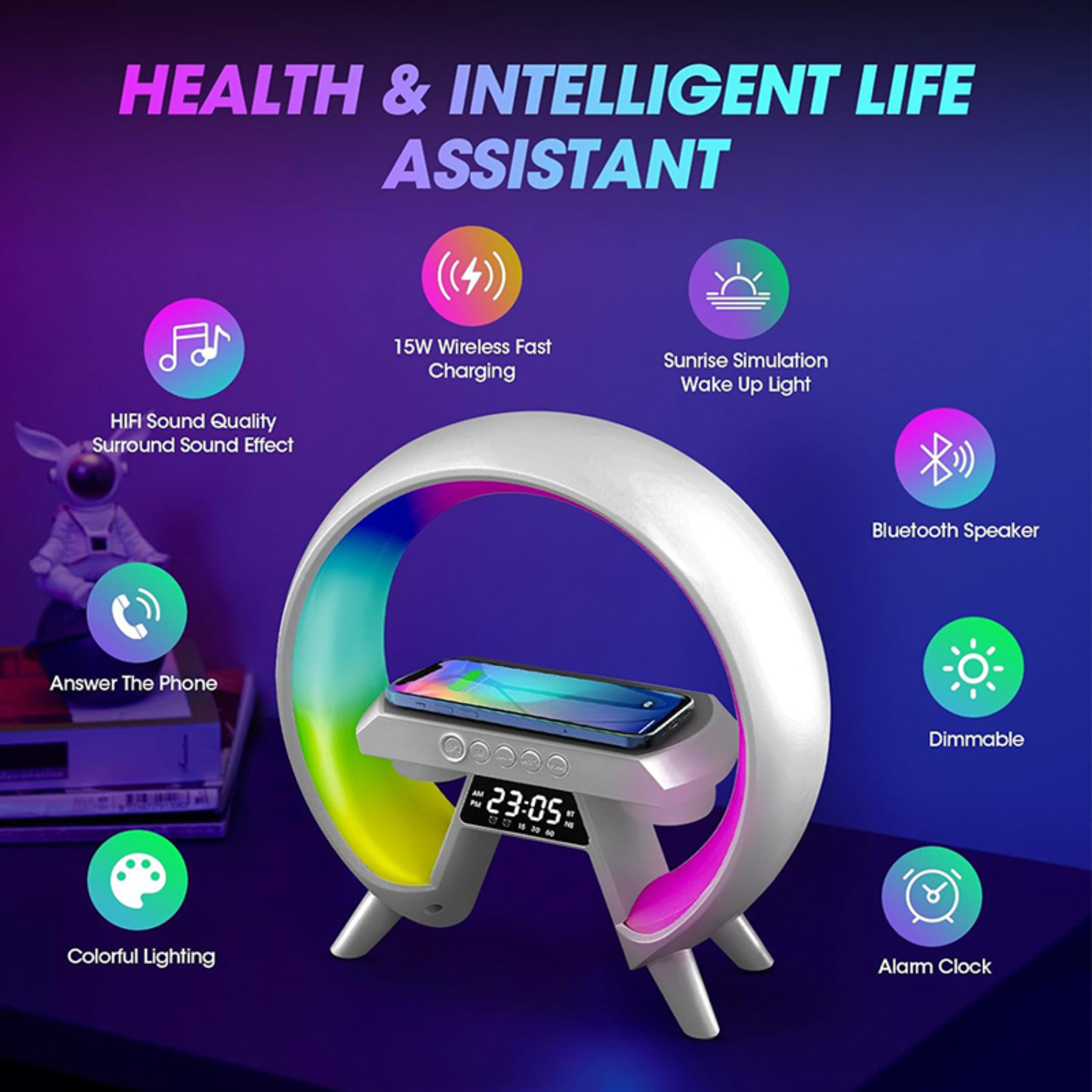 Nexus Colour Changing Clock with Wireless Charger RL6 Kirkwood Mulligans of Ballaghaderreen