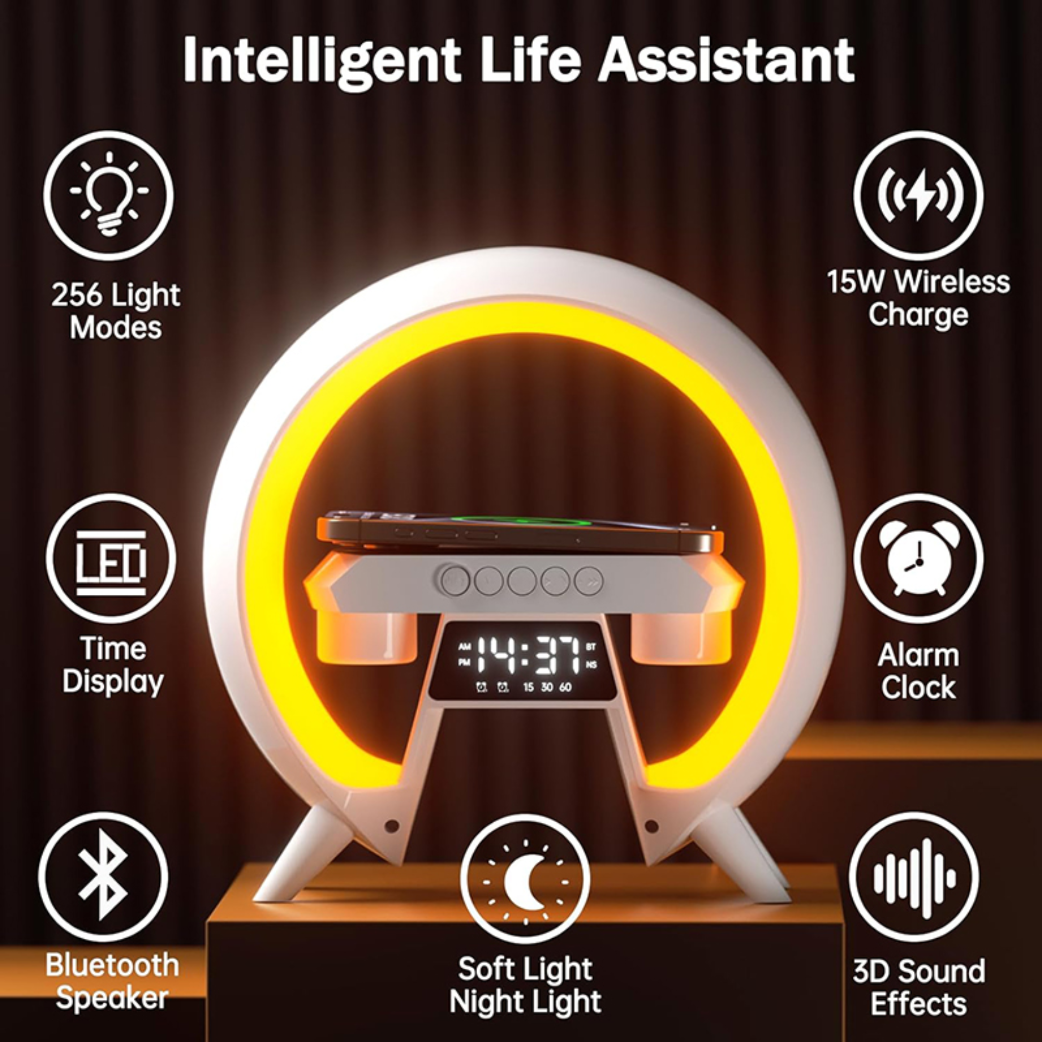Nexus Colour Changing Clock with Wireless Charger RL6 Kirkwood Mulligans of Ballaghaderreen