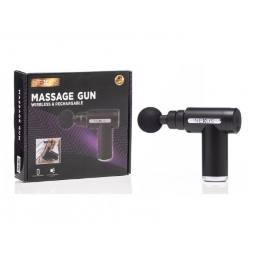 Nexus Massage Gun with 4 Interchangeable Heads in Black & Silver Kirkwood MG10 Mulligans of Ballaghaderreen 