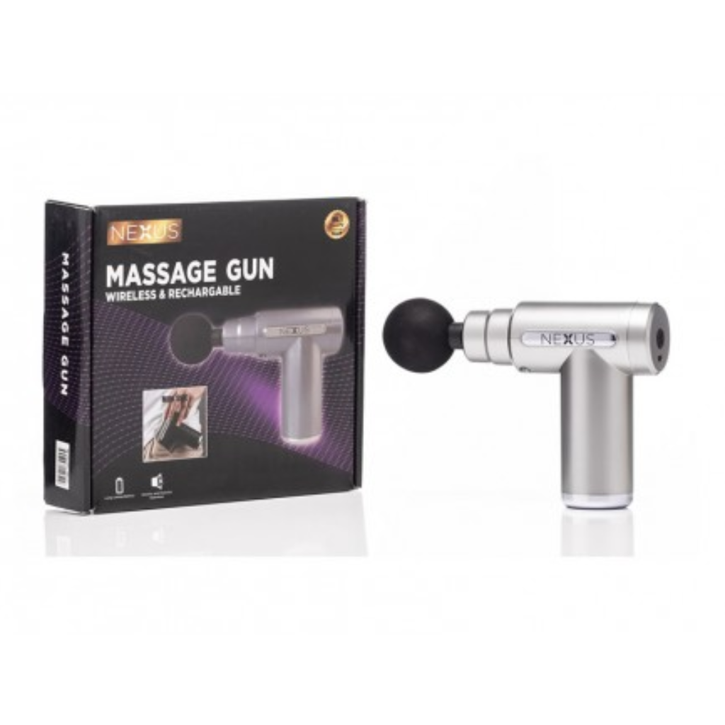 Nexus Massage Gun with 4 Interchangeable Heads in Grey & Silver Kirkwood MG11 Mulligans of Ballaghaderreen 