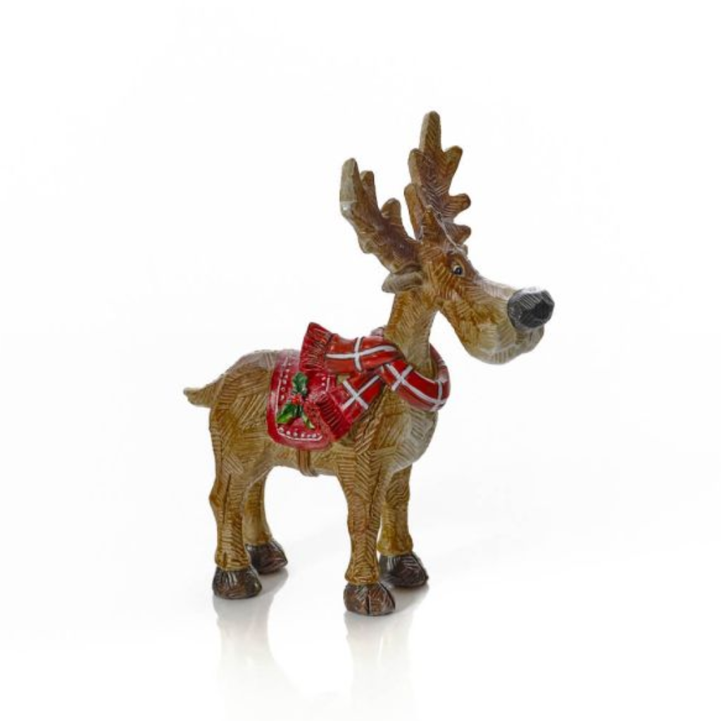 Novelty Resin Reindeer with Scarf - Small 7XA606 Richard Langs Mulligans of Ballaghaderreen