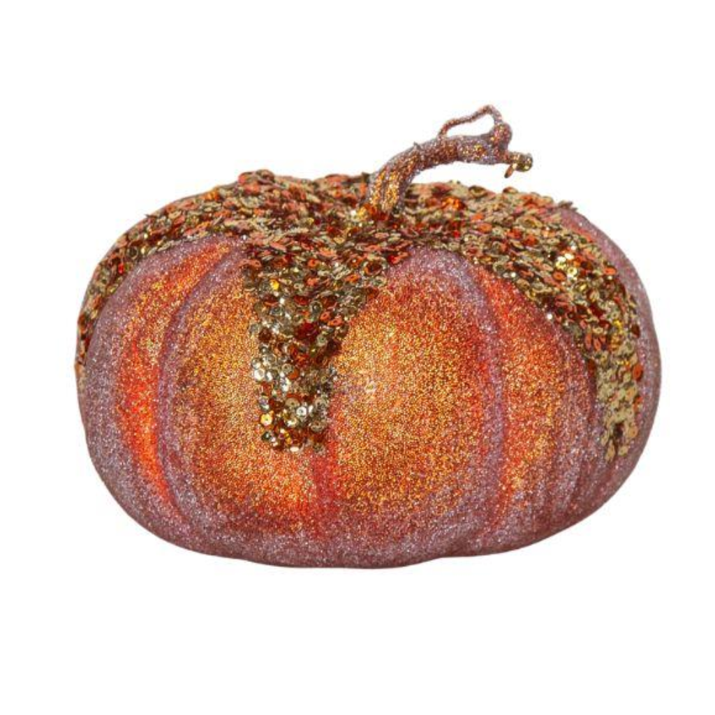 Orange Glitter Pumpkin - 24cm Y54.A44905 Harold Elmes Mulligans of Ballaghaderreen