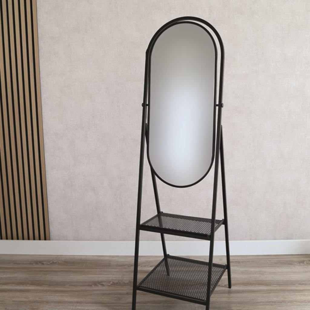 Oval Mirror with Two Storage Shelves Shelf 33824 Straits Home and Gift Mulligans of Ballaghaderreen