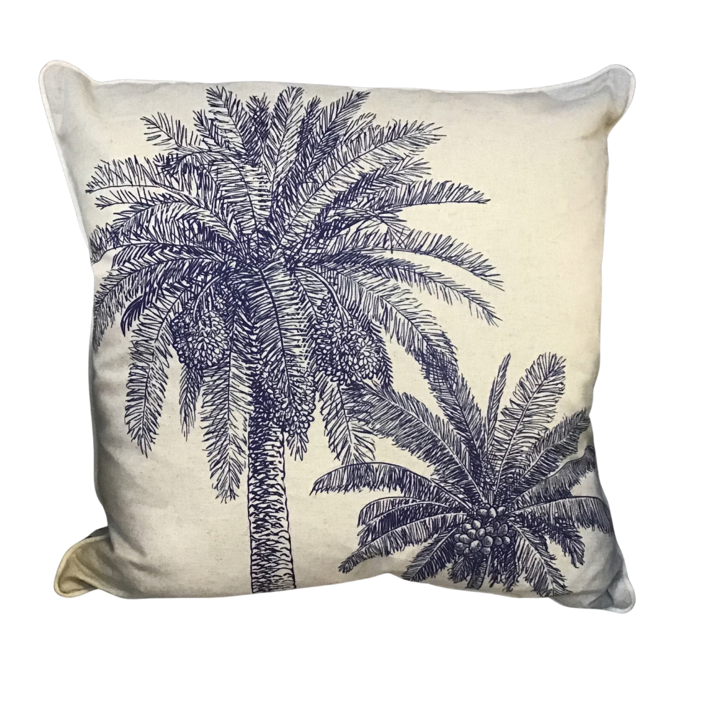 Palm Navy Feather Cushion PRO-0346 Millford Linen Mulligans of Ballaghaderreen
