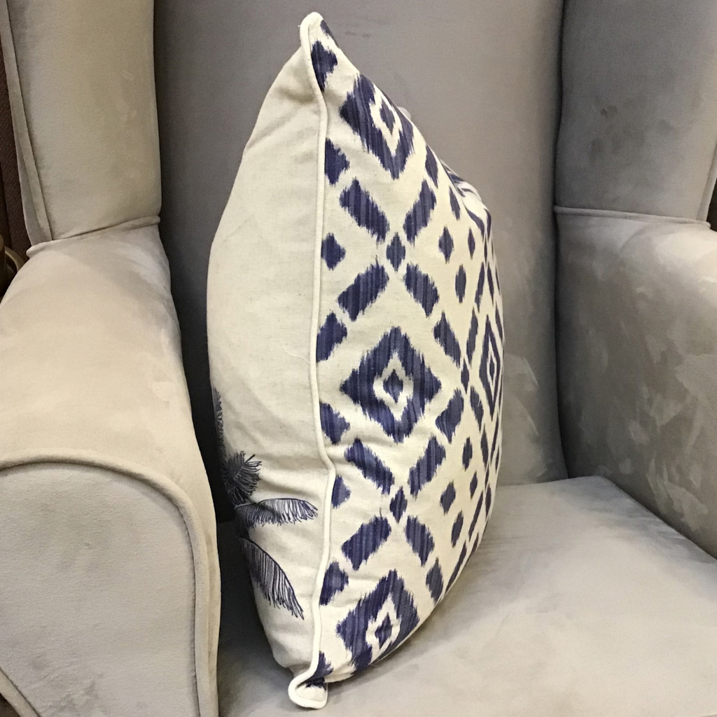 Palm Navy Feather Cushion PRO-0346 Millford Linen Mulligans of Ballaghaderreen