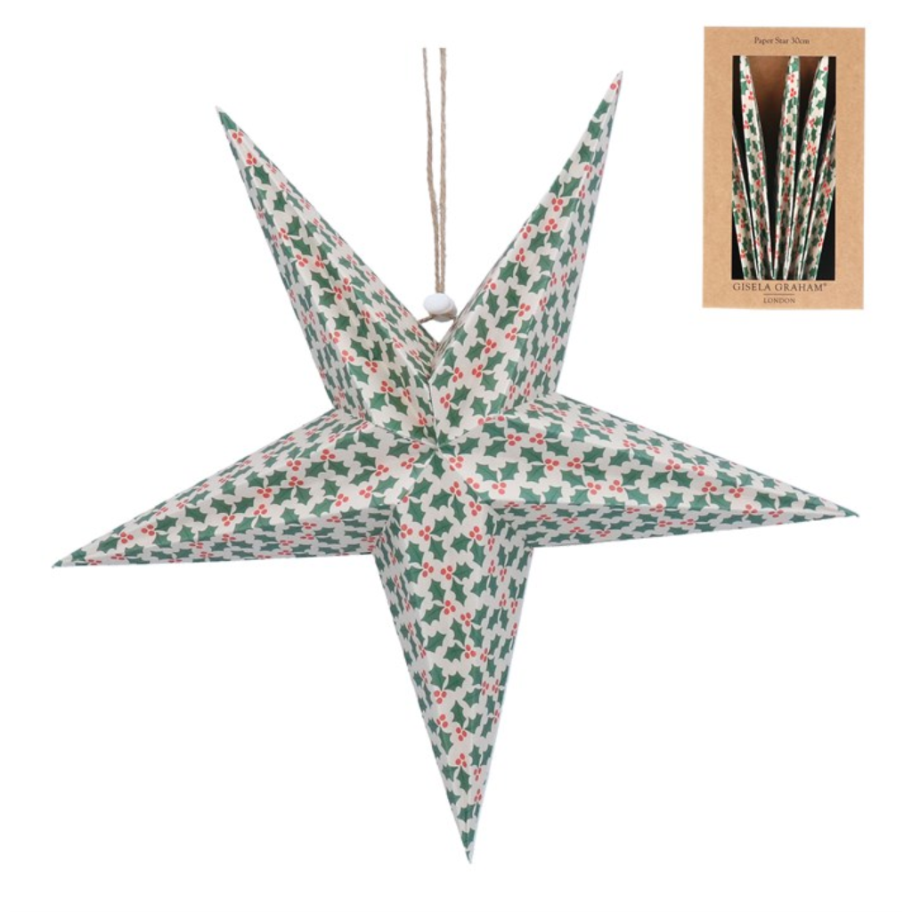 Paper Hanging Dec Holly Star 10950 Gisela Graham Mulligans of Ballaghaderreen 