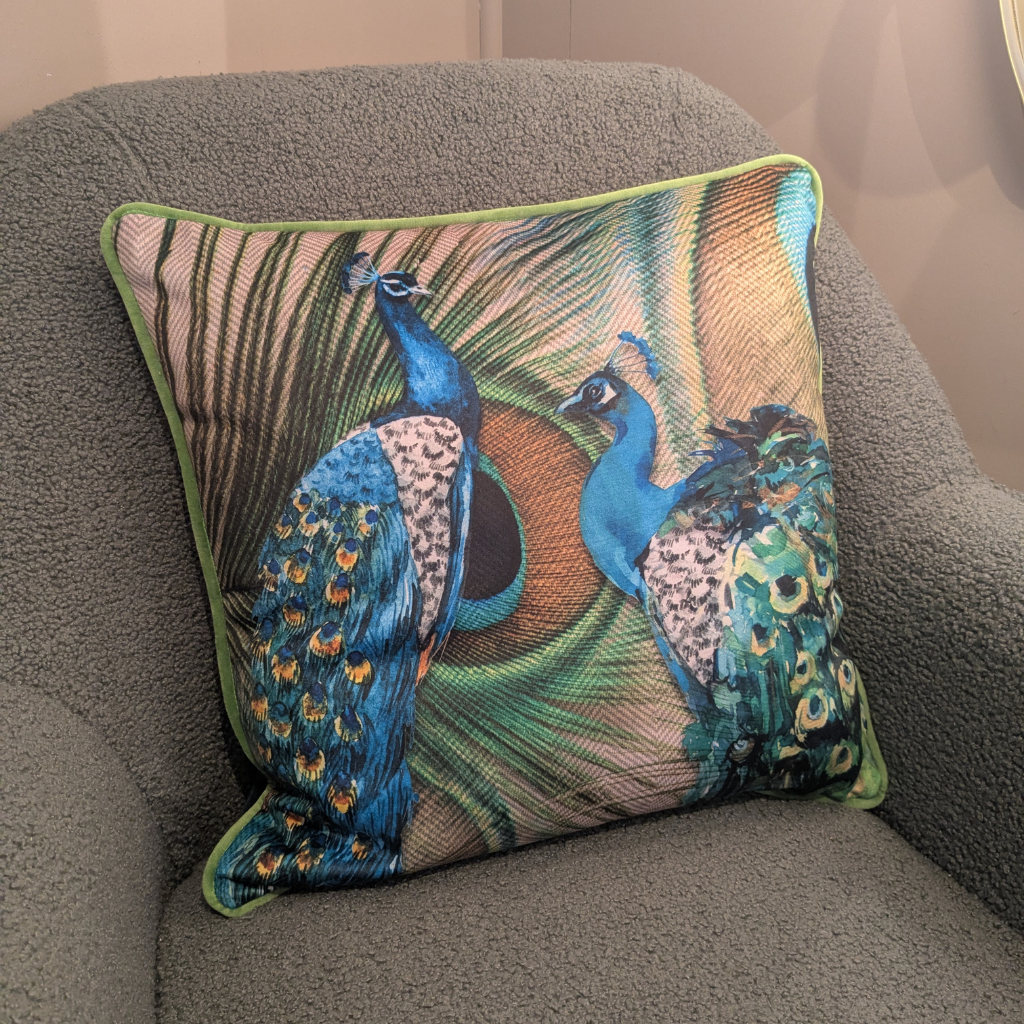 Peacock Green Feather Filled Cushion PGFFC Milford Linen Mulligans of Ballaghaderreen 