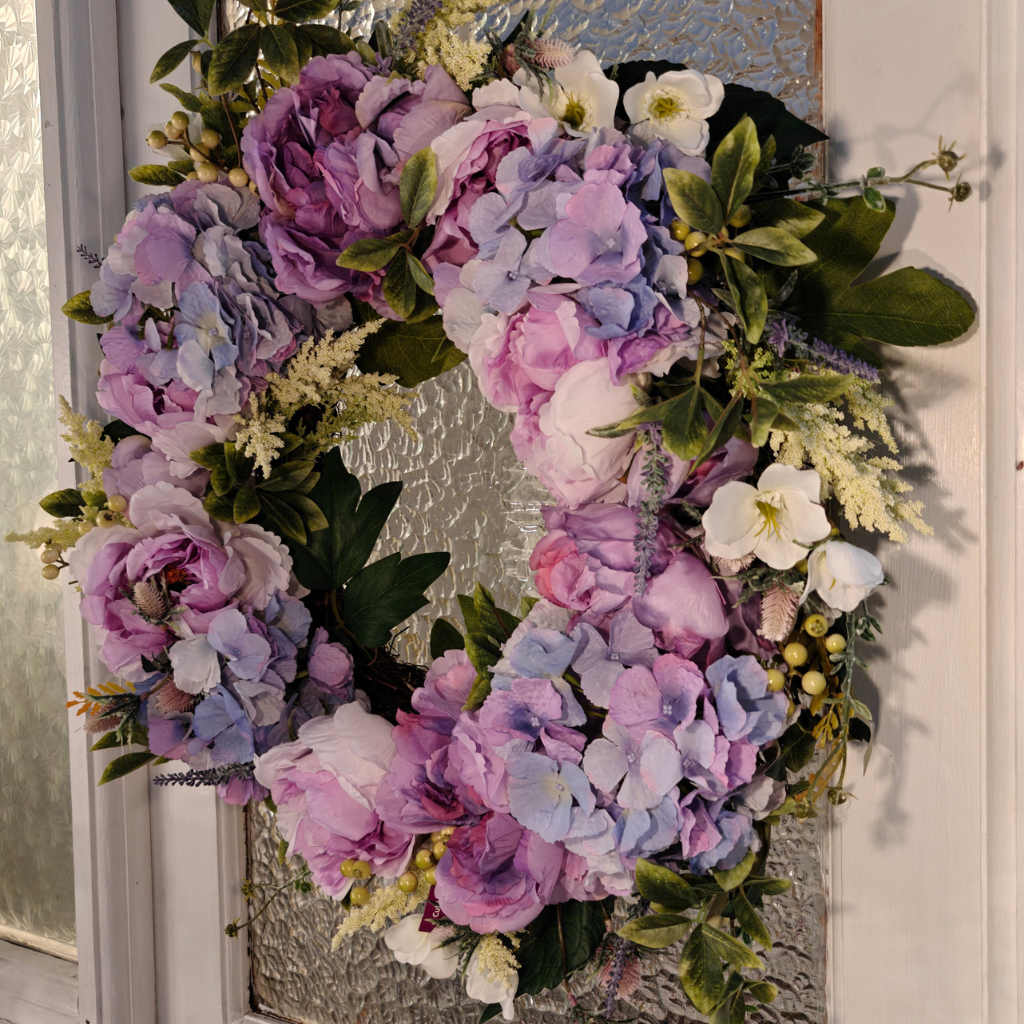 Peony and Hydrangea Floral Wreath