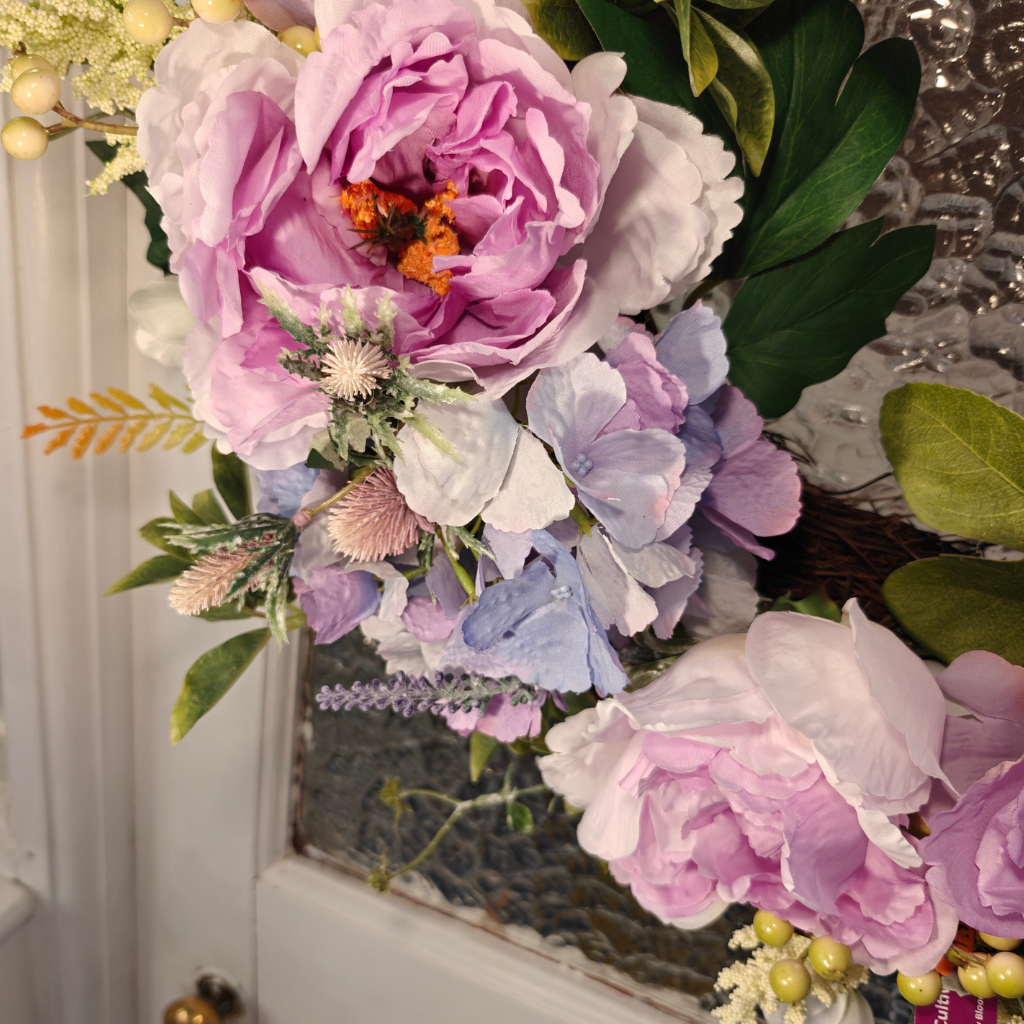 Peony and Hydrangea Floral Wreath