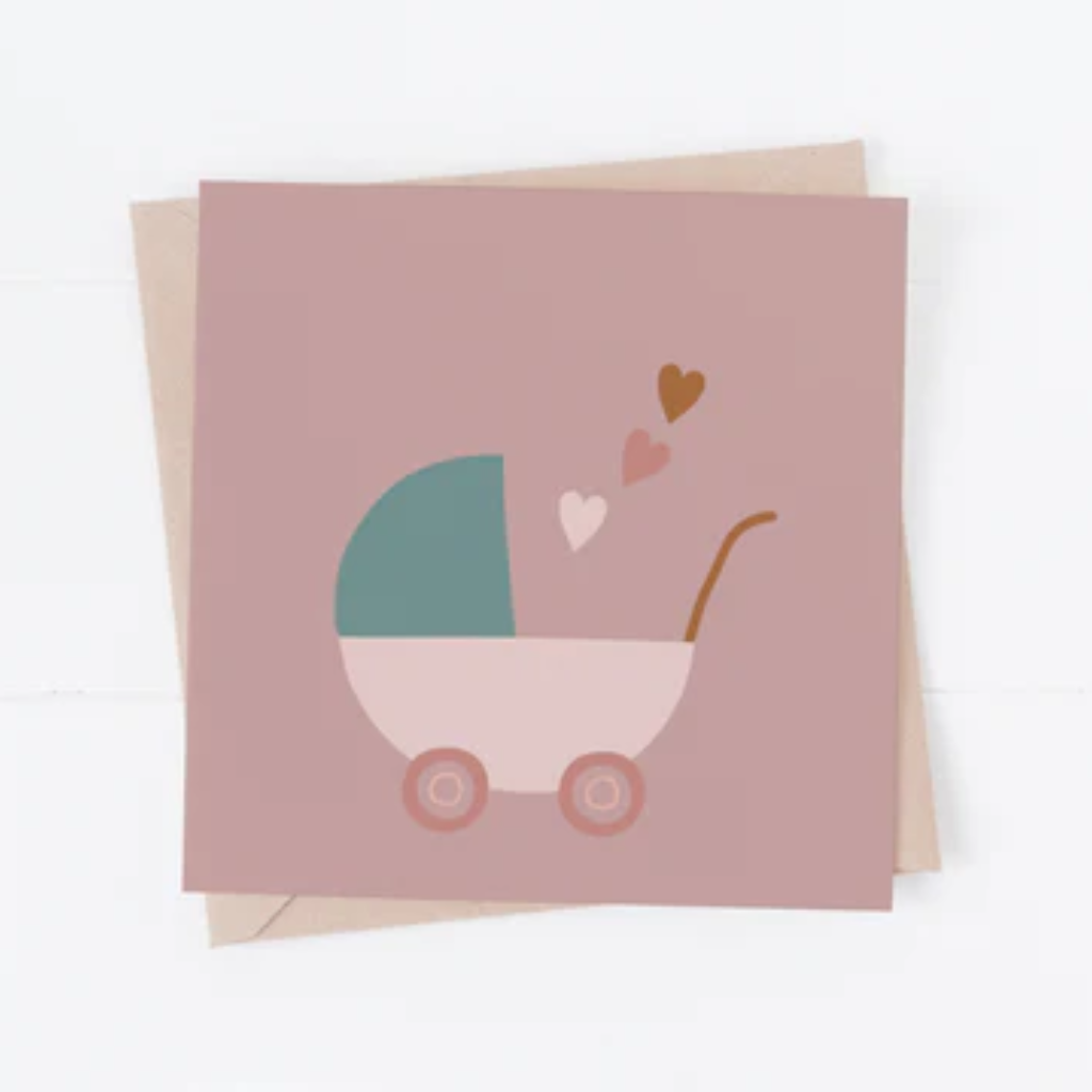 Pink Pram FN028 Greeting Card  - Mulligans of Ballaghaderreen 