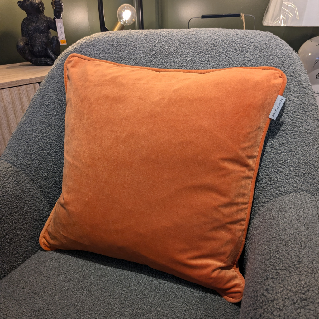 Plain Velvet Feather Filled Cushion - Copper PVFFCCR Millford Linen Mulligans of Ballaghaderreen