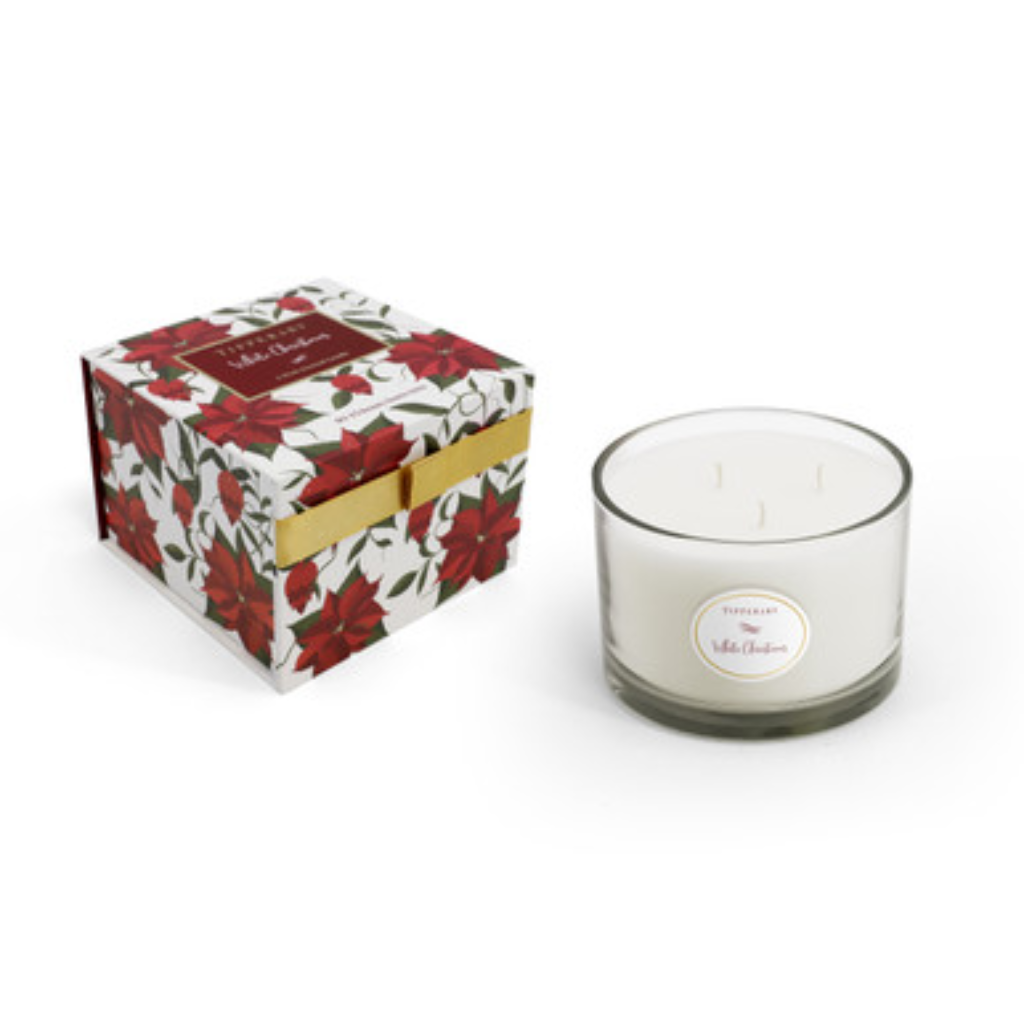Poinsettia 3 Wick Candle – White Christmas 155848 Tipperary Crystal -  Mulligans of Ballaghaderreen 