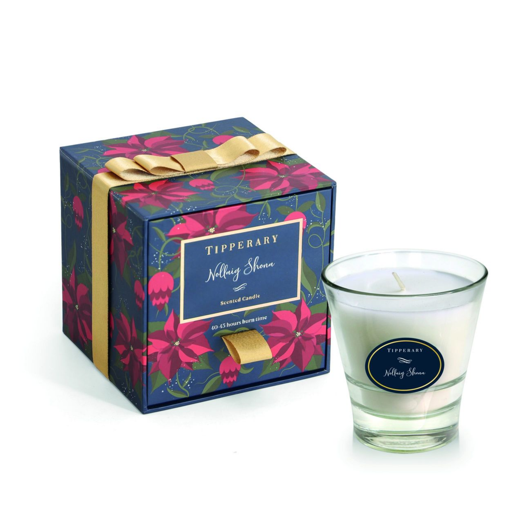 Poinsettia Tumbler Candle – Nollaig Shona Tipperary Crystal 175020 Mulligans of Ballaghaderreen
