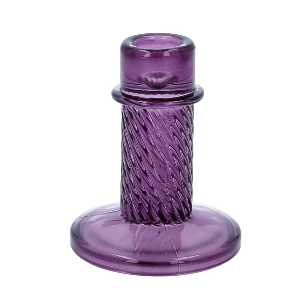 Purple Glass Twist Column Candlestick Holder 51758 Gisela Graham Mulligans of Ballaghaderreen
