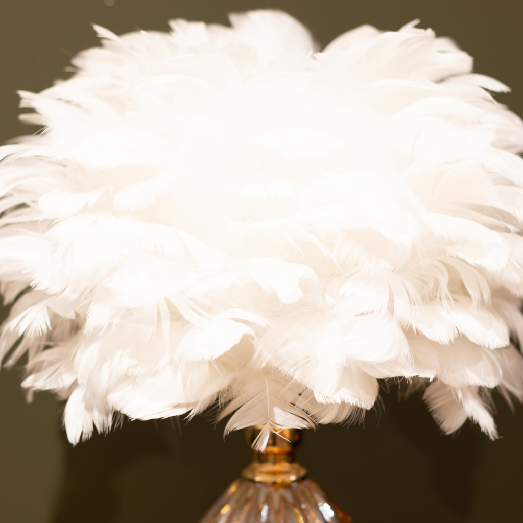 Raya - LED Base Feather Lamp in White 40cm