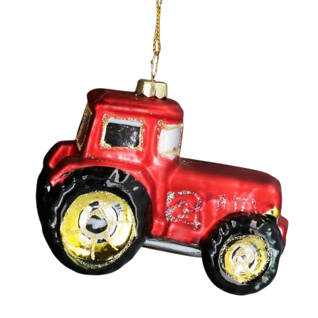 Red Glass Tractor 02654 Gisela Graham Mulligans of Ballaghaderreen