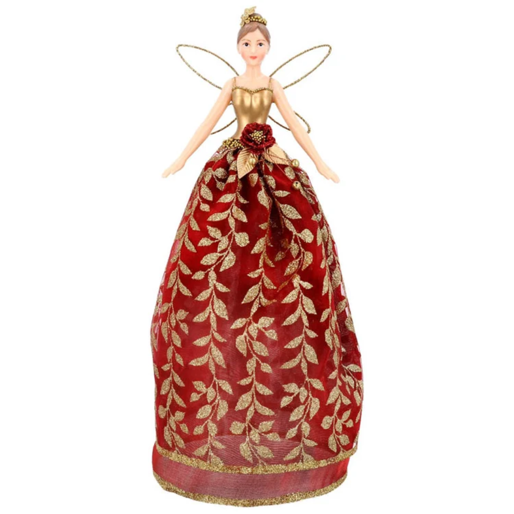 Red/Gold Leaf Tree Top Fairy - Large 33797 Gisela Graham Mulligans of Ballaghaderreen