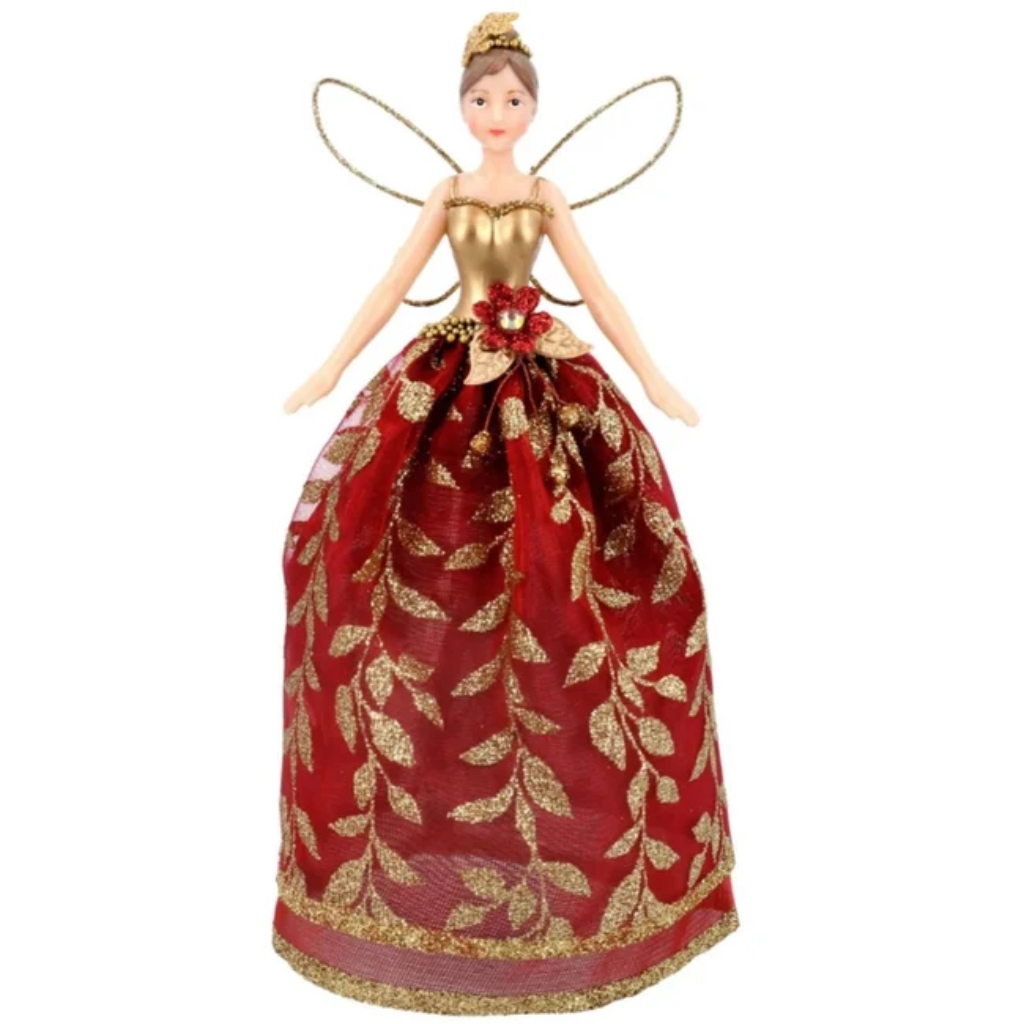 Red/Gold Leaf Tree Top Fairy - Small 33798 Gisela Graham Mulligans of Ballaghaderreen