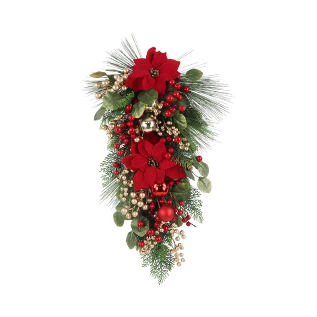Red Poinsettia Swag 71cm 35847 Straits Home and Gift Mulligans of Ballaghaderreen