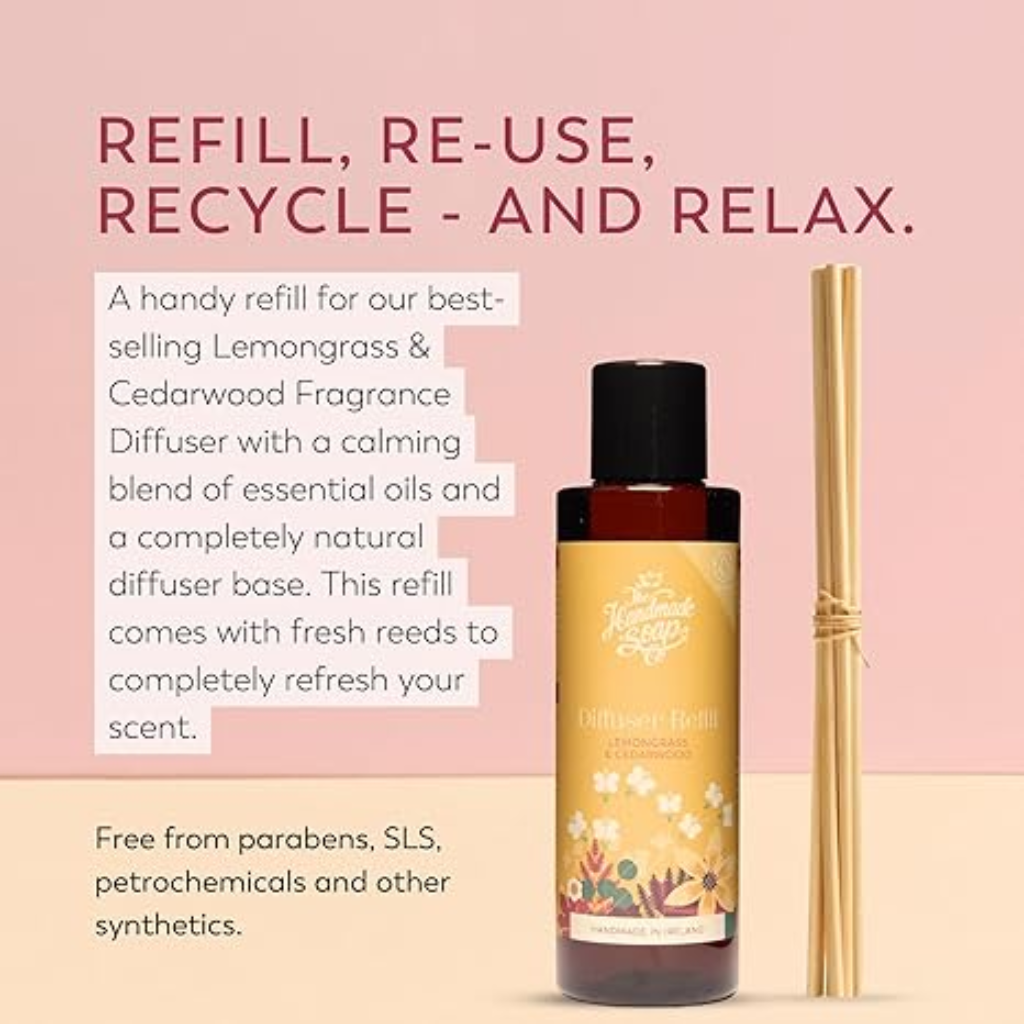 Reed Diffuser Refill Oil - Lemongrass & Cedarwood | 150ml FDRC24 The Handmade Soap Company Mulligans of Ballaghaderreen