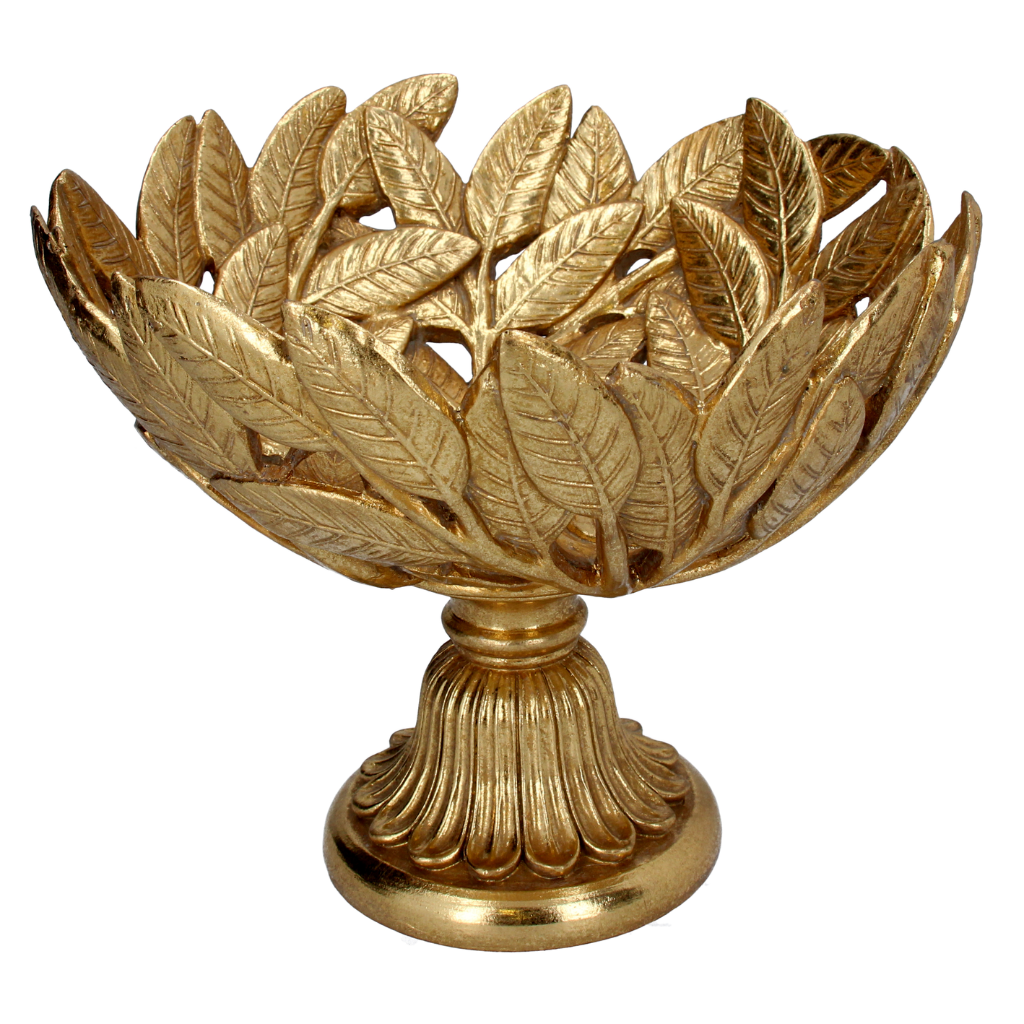   Resin Ornament 24cm – Gold Leaf Bowl on Pedestal 31331 Gisela Graham Mulligans of Ballaghaderreen 