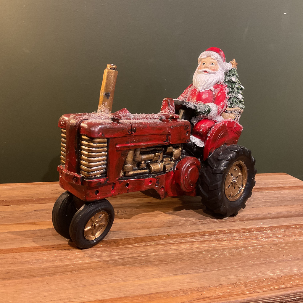 Resin Orn 20cm - Santa On Tractor 33912 Gisela Graham Mulligans of Ballaghaderreen 