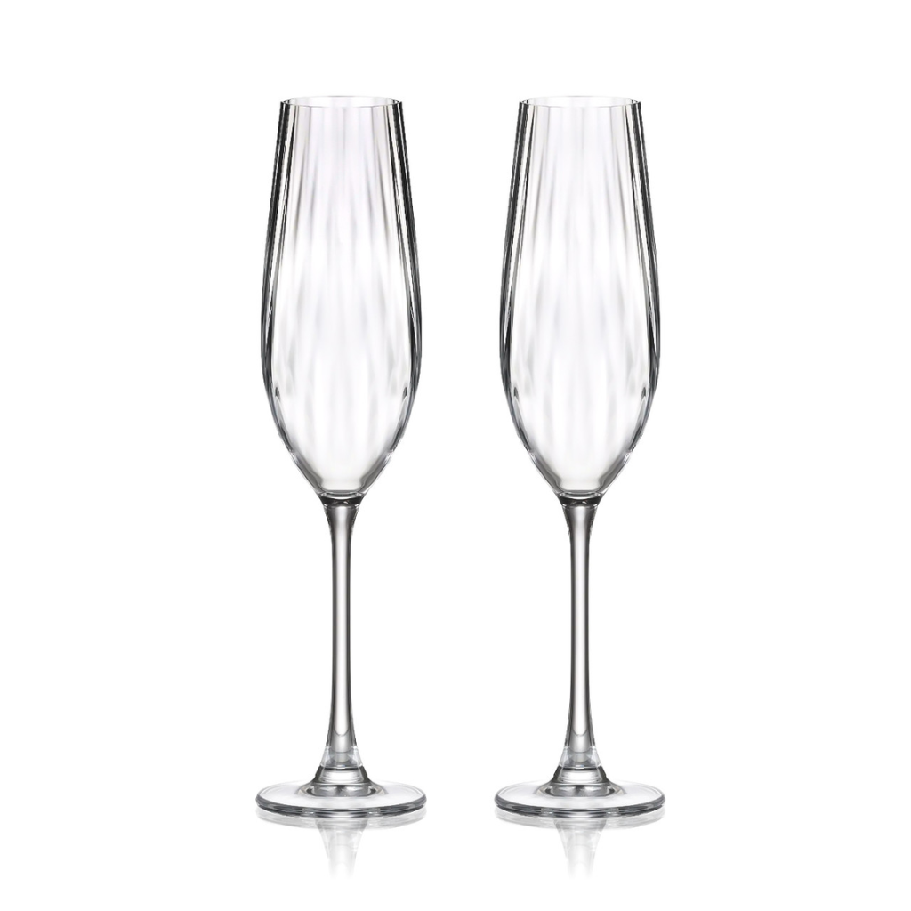 Ripple Set of 2 Crystal Champagne Glasses 185029 Tipperary Crystal Mulligans of Ballaghaderreen 