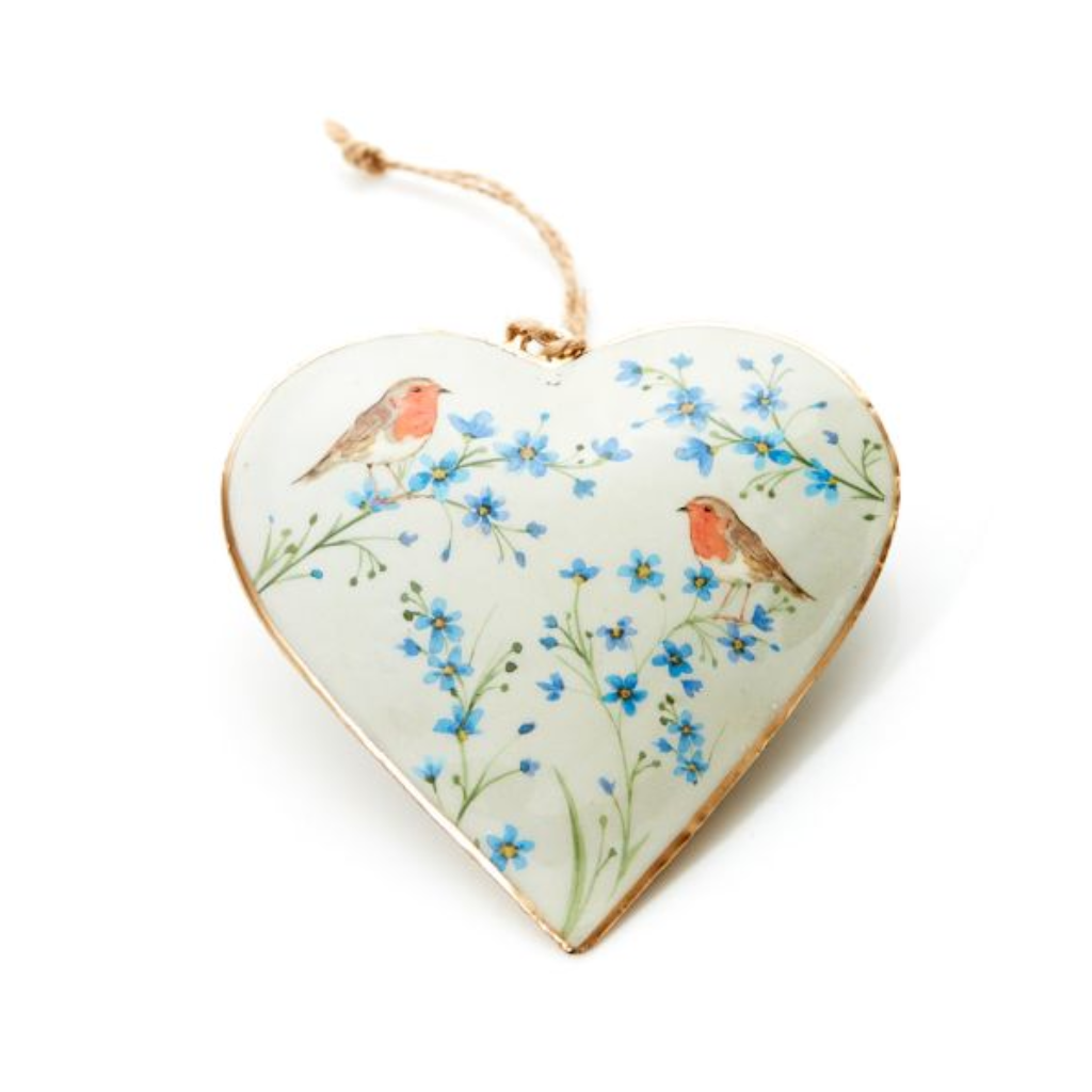 Robin Forget Me Not Heart Hanger 6SS100 Richard Lang - Mulligans of Ballaghaderreen