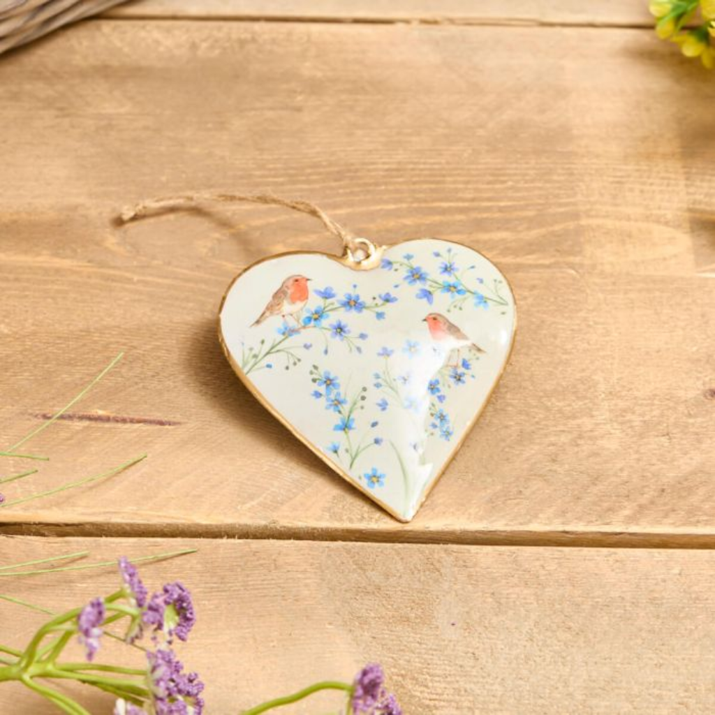 Robin Forget Me Not Heart Hanger 6SS100 Richard Lang - Mulligans of Ballaghaderreen