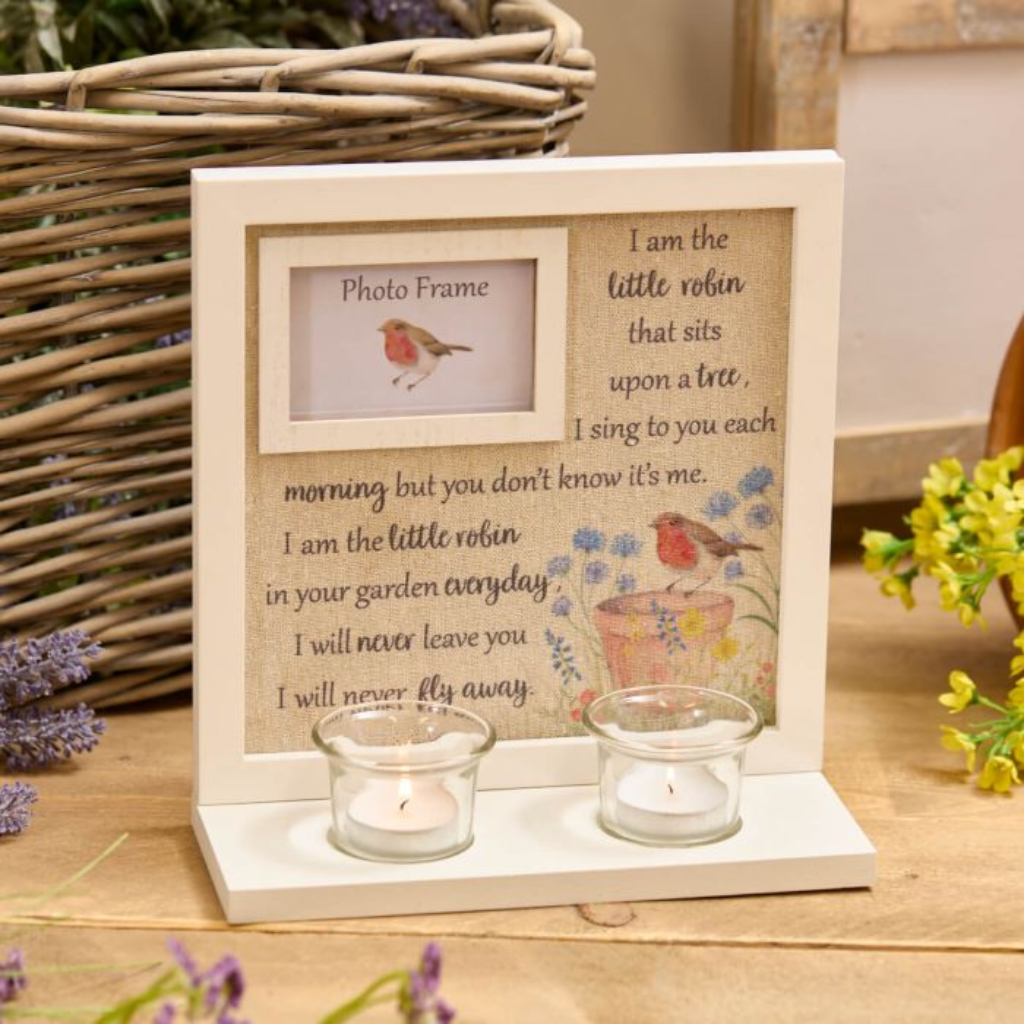 Robin Photo Frame with Double Tealight Holder 8RS510 Richard Langs Mulligans of Ballaghaderreen