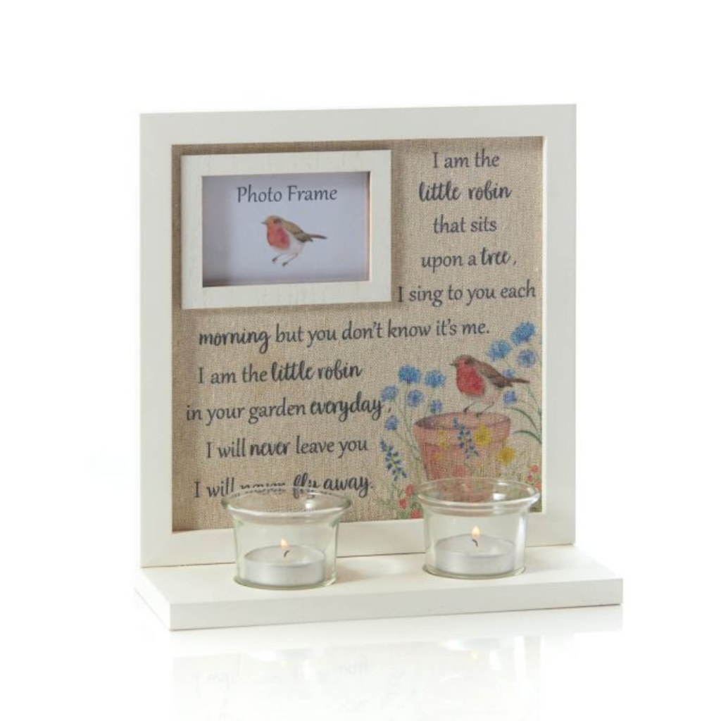 Robin Photo Frame with Double Tealight Holder 8RS510 Richard Langs Mulligans of Ballaghaderreen