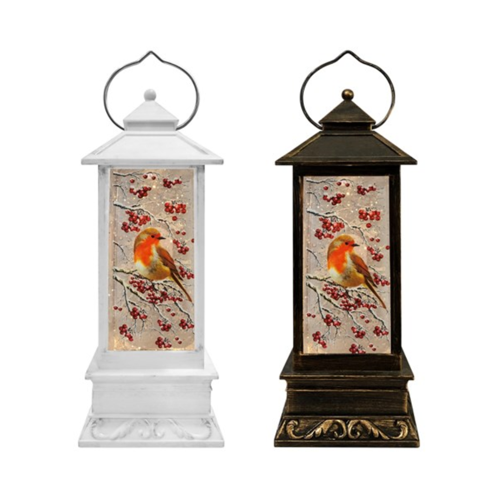 Robin Spinner Lantern 32cm White & Black 36740 Straits Home and Gift Mulligans of Ballaghaderreen